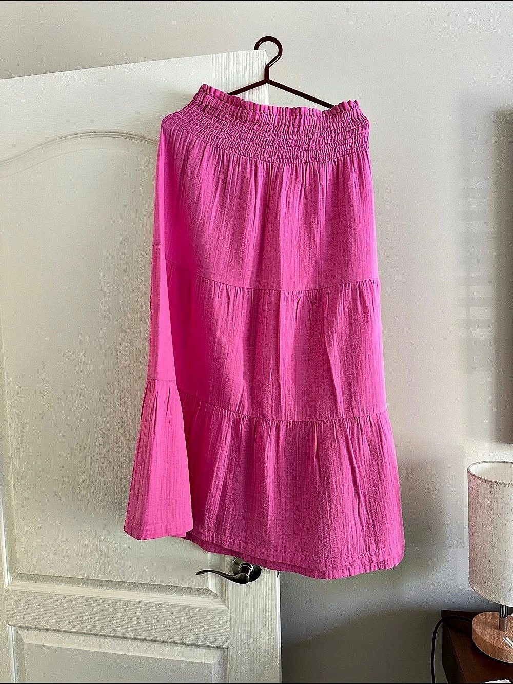 Gap Cotton Gauze Tiered Maxi Skirt Pink Medium